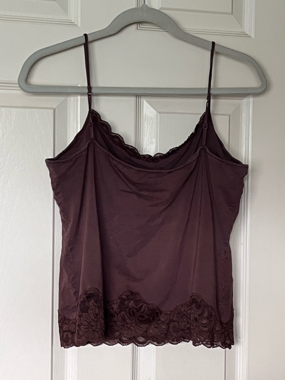 WN.NY Lace and Bead Trim Brown Silk and Cotton Knit Women’s XL Camisole - Picture 2 of 4